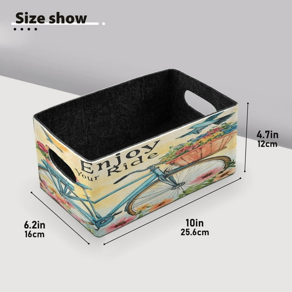 BZSMCE Shelf Baskets Enjoy Your Bicycle Pattern Storage Cube Bins 10.1*6.3*4.7in Set of 2