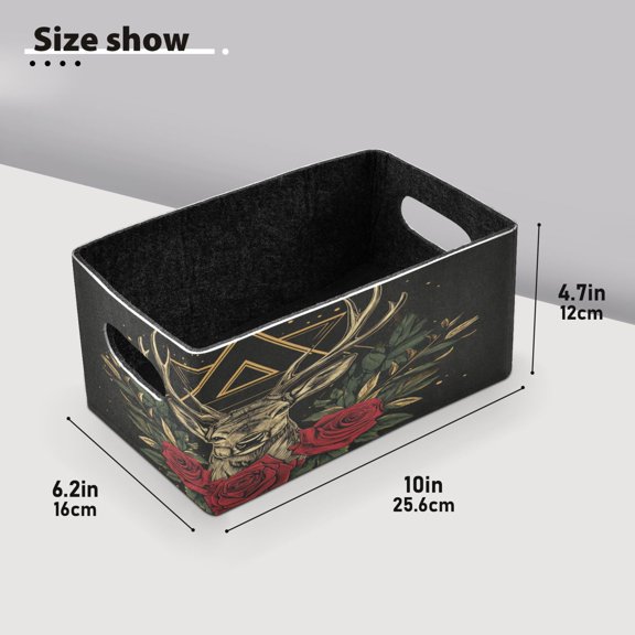 BZSMCE Shelf Baskets Ffyy3_design_an_emblem_featuring_the_head_of_a_deer_with_antler_4850b562-7ea4-4947-ab3a-198f8253fd9b Pattern Storage Cube Bins 10.1*6.3*4.7in Set of 2