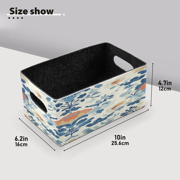 BZSMCE Shelf Baskets Flowers Pattern Pattern Storage Cube Bins 10.1*6.3*4.7in Set of 2