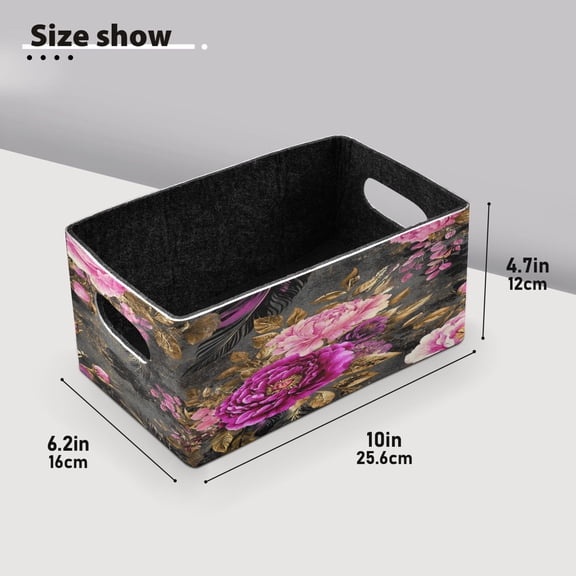 BZSMCE Shelf Baskets Forals Bloom Pattern Pattern Storage Cube Bins 10.1*6.3*4.7in Set of 2