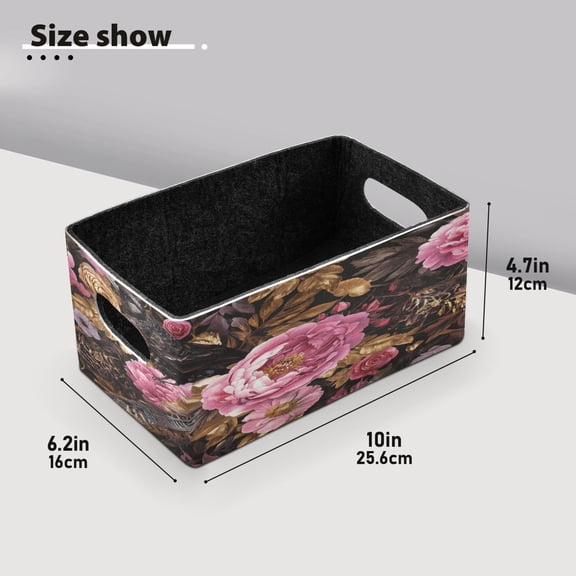 BZSMCE Shelf Baskets Forals Bloom Print Pattern Storage Cube Bins 10.1*6.3*4.7in Set of 2