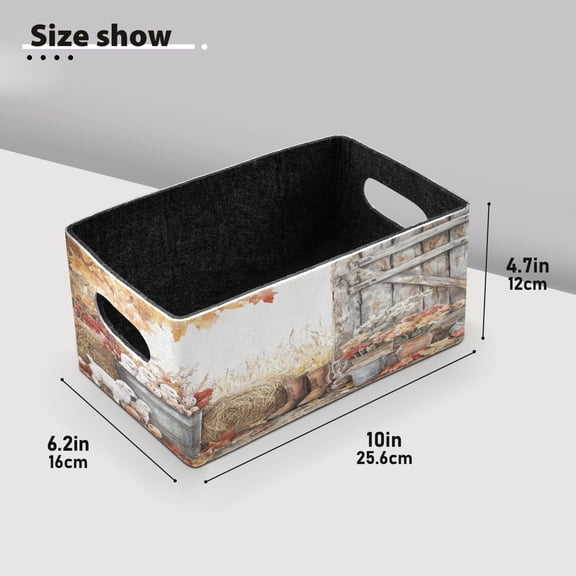 BZSMCE Shelf Baskets Goats Eggs Autumn Leaves Barn Pattern Storage Cube Bins 10.1*6.3*4.7in Set of 2