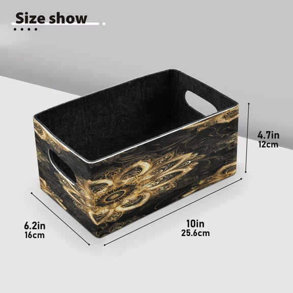 BZSMCE Shelf Baskets Gold Blossom Fashion Printed Pattern Storage Cube Bins 10.1*6.3*4.7in Set of 2