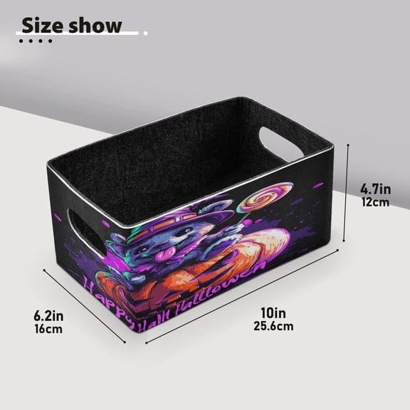 BZSMCE Shelf Baskets Happy Hallowen Baby Bear Pattern Storage Cube Bins 10.1*6.3*4.7in Set of 2