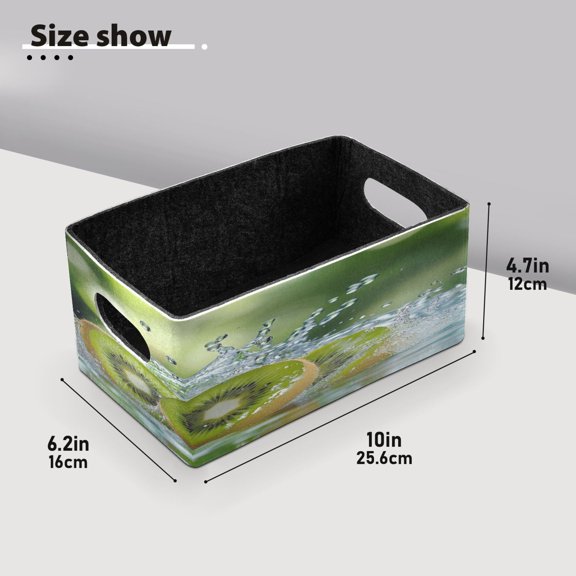 BZSMCE Shelf Baskets Kiwi Fall Into Water Pattern Storage Cube Bins 10.1*6.3*4.7in Set of 2