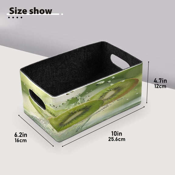 BZSMCE Shelf Baskets Kiwi Slices Fall Into Water Pattern Storage Cube Bins 10.1*6.3*4.7in Set of 2