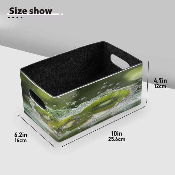 BZSMCE Shelf Baskets Kiwi Splashing in Water Pattern Storage Cube Bins 10.1*6.3*4.7in Set of 2