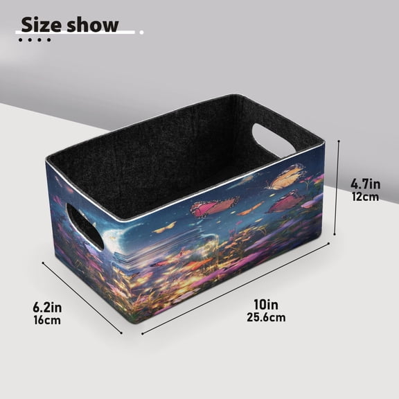 BZSMCE Shelf Baskets Lights Of Fairy Painting Pattern Storage Cube Bins 10.1*6.3*4.7in Set of 2