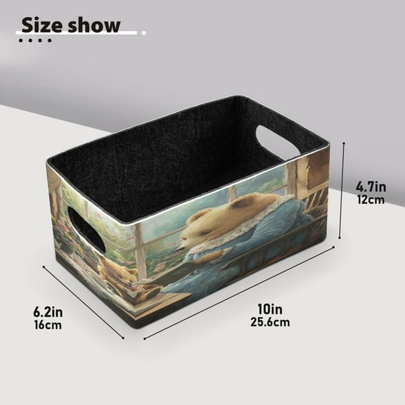 BZSMCE Shelf Baskets Mama Bear Reading Book Painting Pattern Storage Cube Bins 10.1*6.3*4.7in Set of 2
