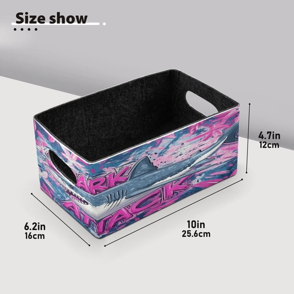 BZSMCE Shelf Baskets Oil Painting Shark Pattern Storage Cube Bins 10.1*6.3*4.7in Set of 2