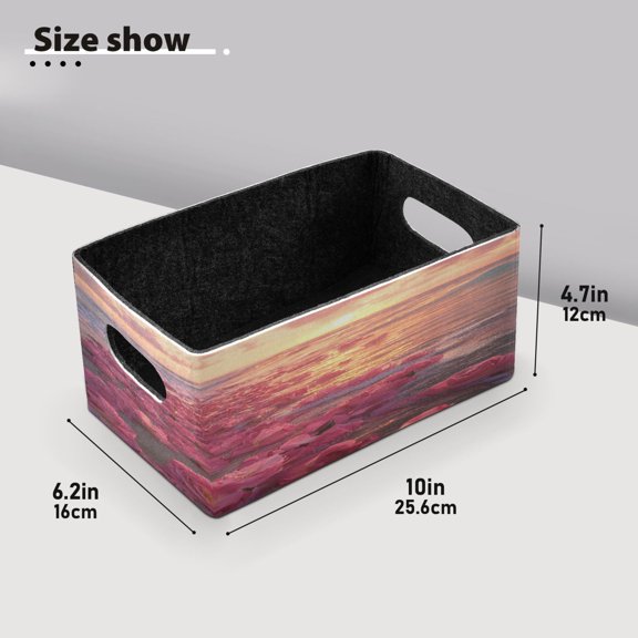 BZSMCE Shelf Baskets Pink Flowers on Beach Sunset Pattern Storage Cube Bins 10.1*6.3*4.7in Set of 2