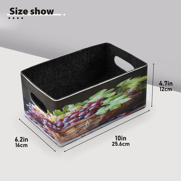 BZSMCE Shelf Baskets Purple Grapes Painting Pattern Storage Cube Bins 10.1*6.3*4.7in Set of 2