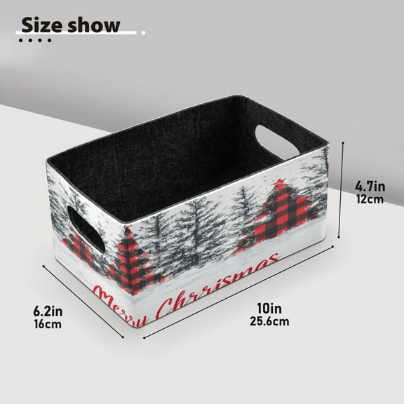 BZSMCE Shelf Baskets Red Black Buffalo Plaid Painting Pattern Storage Cube Bins 10.1*6.3*4.7in Set of 2