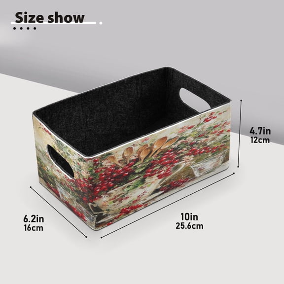 BZSMCE Shelf Baskets Red Cherry Pattern Pattern Storage Cube Bins 10.1*6.3*4.7in Set of 2