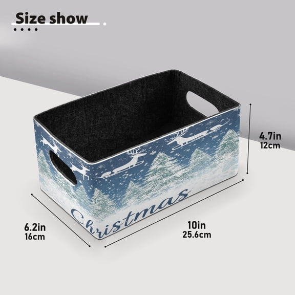 BZSMCE Shelf Baskets Reindeer Soaring on The Sky Pattern Print Pattern Storage Cube Bins 10.1*6.3*4.7in Set of 2