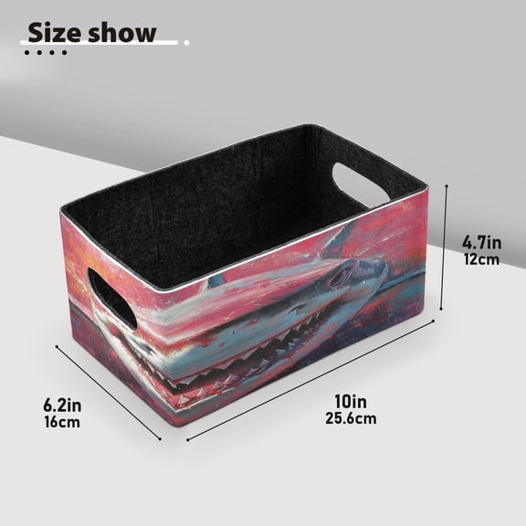 BZSMCE Shelf Baskets Sharks Attack Scene Pattern Storage Cube Bins 10.1*6.3*4.7in Set of 2