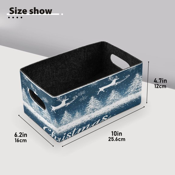 BZSMCE Shelf Baskets Simply Snowflakes Reindeer Pattern Storage Cube Bins 10.1*6.3*4.7in Set of 2
