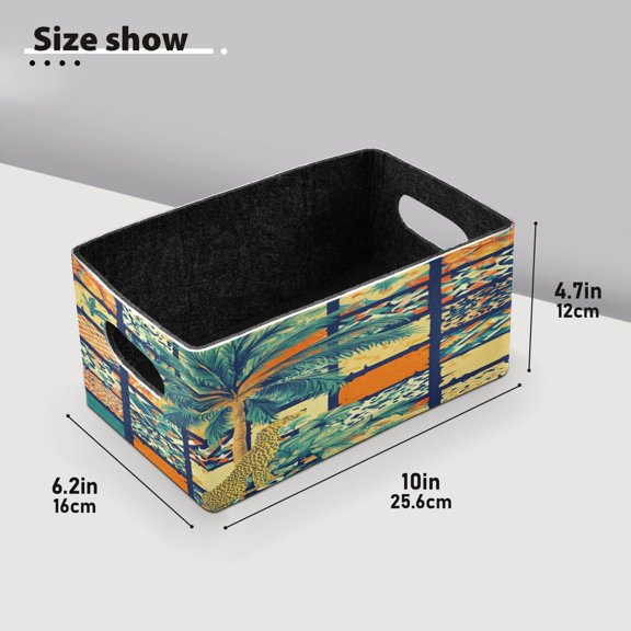 BZSMCE Shelf Baskets Summer Ceramic Tile Pattern Pattern Storage Cube Bins 10.1*6.3*4.7in Set of 2