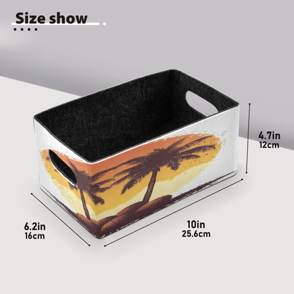 BZSMCE Shelf Baskets Sunset Coconut Pattern Storage Cube Bins 10.1*6.3*4.7in Set of 2
