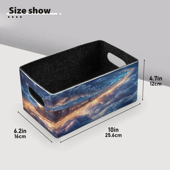 BZSMCE Shelf Baskets Train Riding on Glowing Clouds Pattern Storage Cube Bins 10.1*6.3*4.7in Set of 2