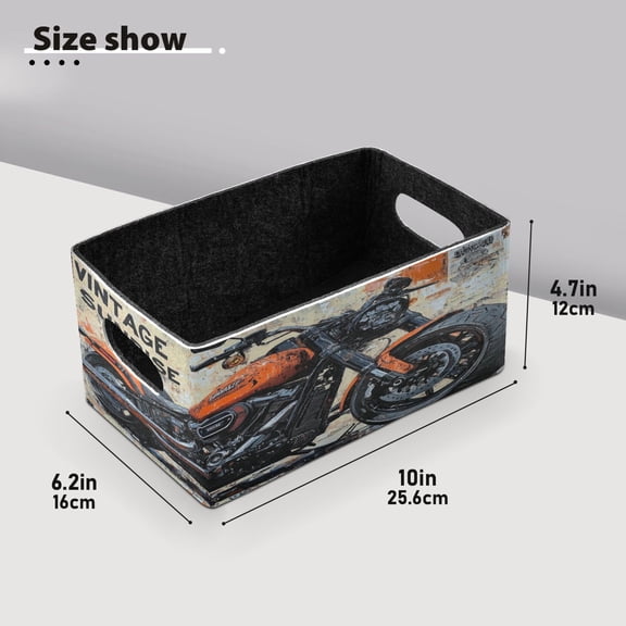 BZSMCE Shelf Baskets Vintage Motorcycle Pattern Storage Cube Bins 10.1*6.3*4.7in Set of 2