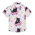 BZSMCE Short-Sleeve Button-Down Shirt Summer Black Cat Spaceship ...