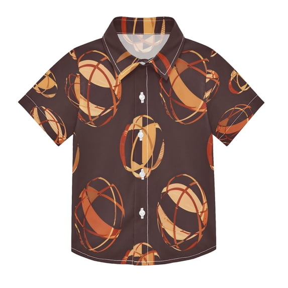BZSMCE Short-Sleeve Button-Down Shirt Summer Brown Abstract Balls ...