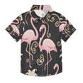 BZSMCE Short-Sleeve Button-Down Shirt Summer Flamingo Flowers Black ...