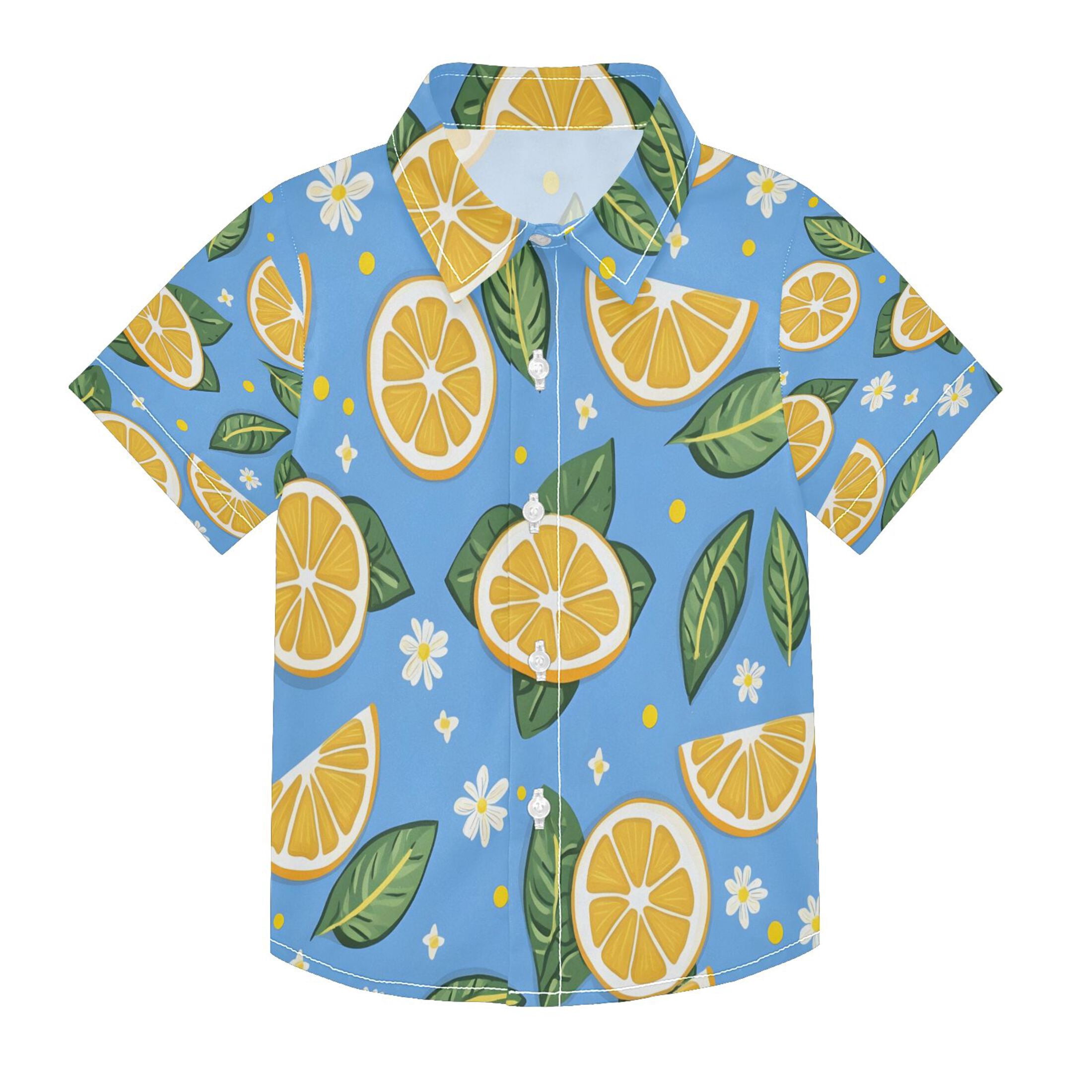 BZSMCE Short-Sleeve Button-Down Shirt Summer Floral Lemon Pattern For ...