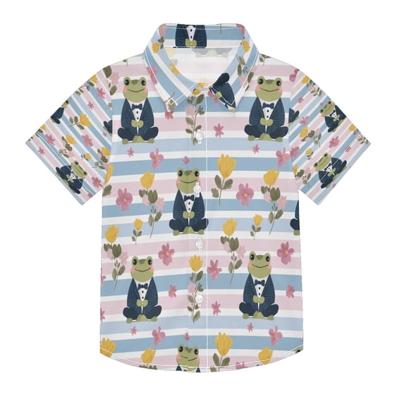 BZSMCE Short-Sleeve Button-Down Shirt Summer Frog Wearing A Tuxedo ...
