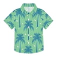 BZSMCE Short-Sleeve Button-Down Shirt Summer Green Background Palm Tree ...