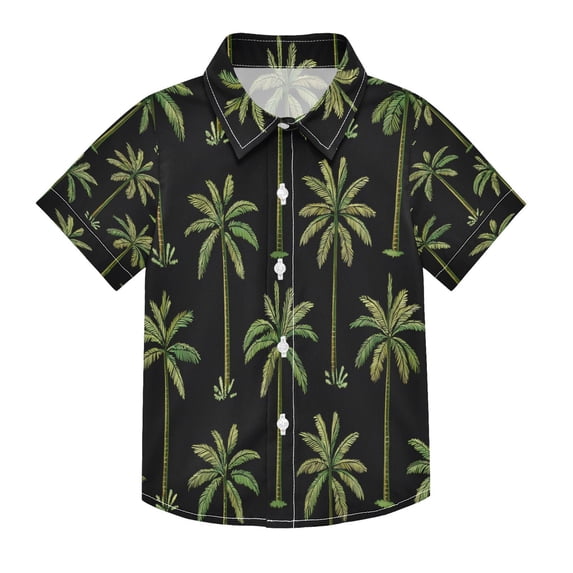 BZSMCE Short-Sleeve Button-Down Shirt Summer Green Palm Tree Pattern ...