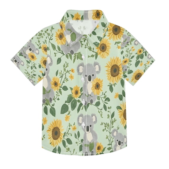 BZSMCE Short-Sleeve Button-Down Shirt Summer Koalas with Sunflowers ...