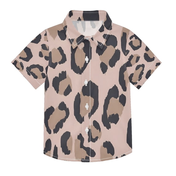 BZSMCE Short-Sleeve Button-Down Shirt Summer Pink Background with Brown ...