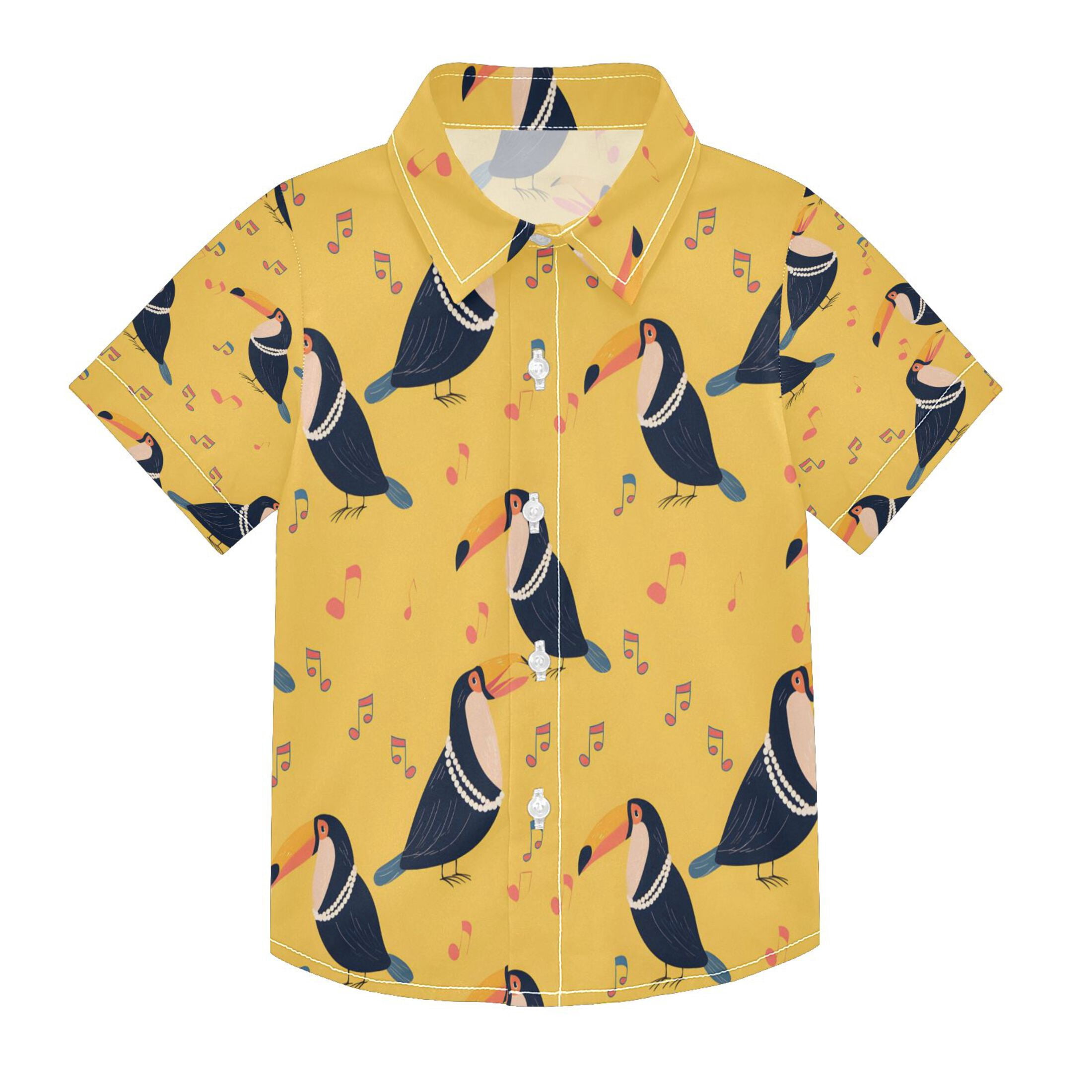 BZSMCE Short-Sleeve Button-Down Shirt Summer Toucan Singing Pattern For ...