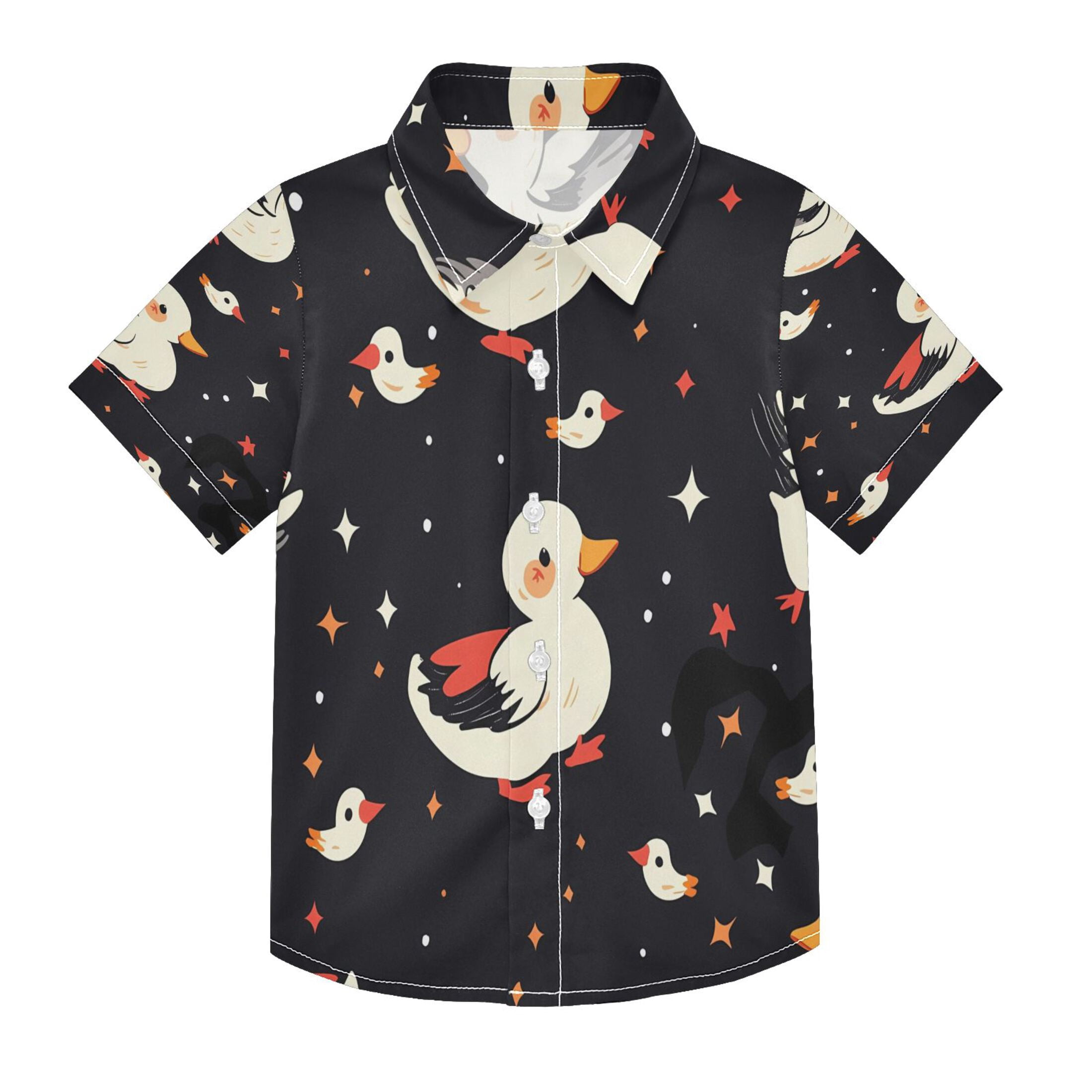 BZSMCE Short-Sleeve Button-Down Shirt Summer White Duck Pattern For ...