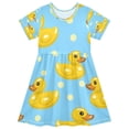 BZSMCE Short Sleeve Dress A-line Silhouette Little Yellow Duck Yellow ...
