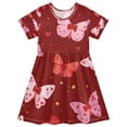 BZSMCE Short Sleeve Dress A-line Silhouette Pink Bow with Heart-shaped ...
