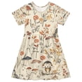 BZSMCE Short Sleeve Dress A-line Silhouette Retro Mushroom Rabbit ...