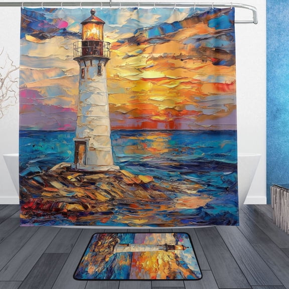 BZSMCE Shower Curtain and Bath Accessory Set,Beacon Of Hope Pattern