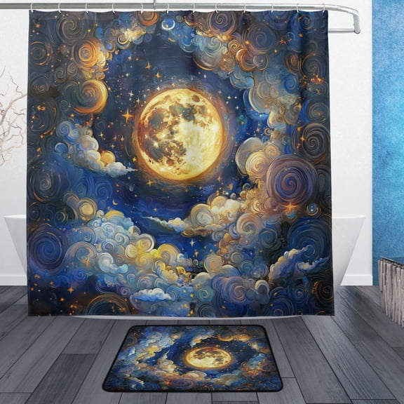 BZSMCE Shower Curtain and Bath Accessory Set,Celestial Whispers Pattern