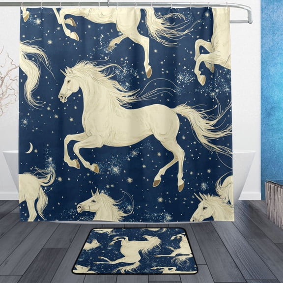 BZSMCE Shower Curtain and Bath Accessory Set,Dreamy Unicorns Pattern