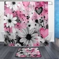 thumbnail image 1 of BZSMCE Shower Curtain and Bath Accessory Set,Floral Heartbeat Pattern, 1 of 7