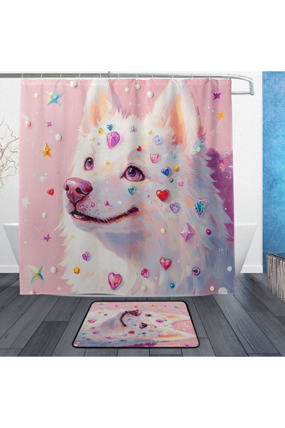 Shower Curtain and Bath Accessory Set,Gems Of Joy Pattern
