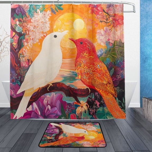 BZSMCE Shower Curtain and Bath Accessory Set,Harmony in Color Pattern