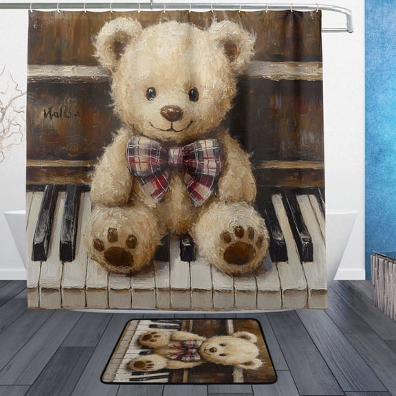 BZSMCE Shower Curtain and Bath Accessory Set,Harmony in Furry Form Pattern