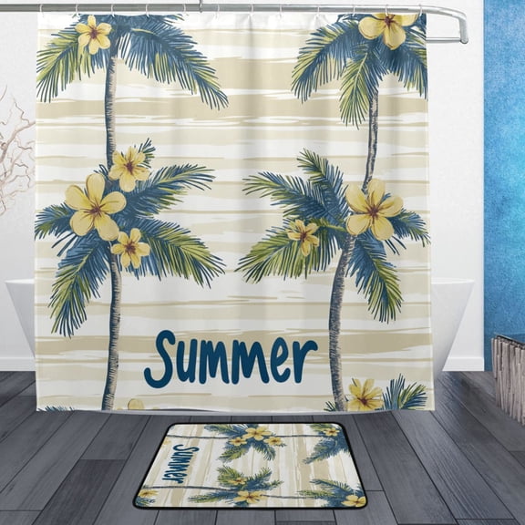 BZSMCE Shower Curtain and Bath Accessory Set,Island Blooms Pattern