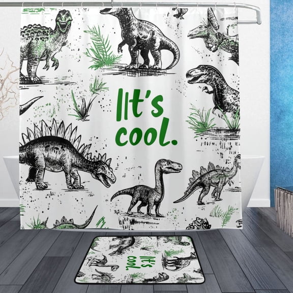 BZSMCE Shower Curtain and Bath Accessory Set,Jurassic Vibe Pattern