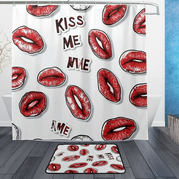 BZSMCE Shower Curtain and Bath Accessory Set,Kiss Of Color Pattern