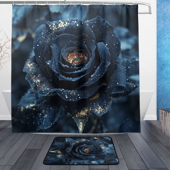 BZSMCE Shower Curtain and Bath Accessory Set,Midnight Velvet Pattern